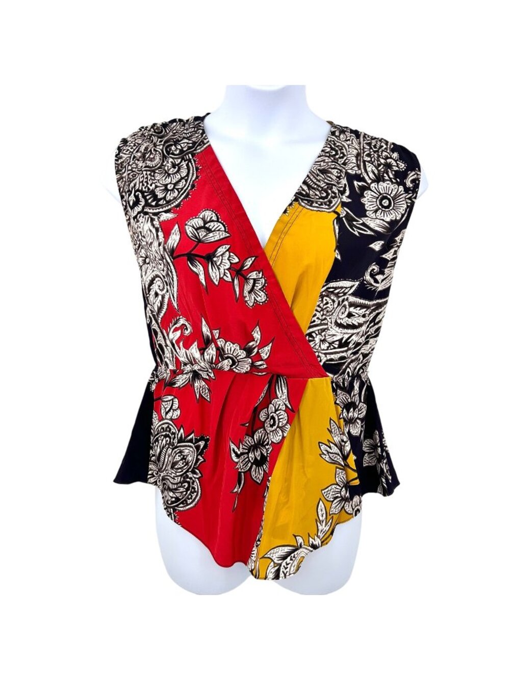 ANTHROPOLOGIE BARASCHI ANILA FAUX WRAP PEPLUM SLEEVELESS TOP - L